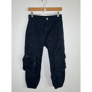 Forever 21 Jeans Womens Small Black Y2K Cargo Grunge Goth Street High Waisted